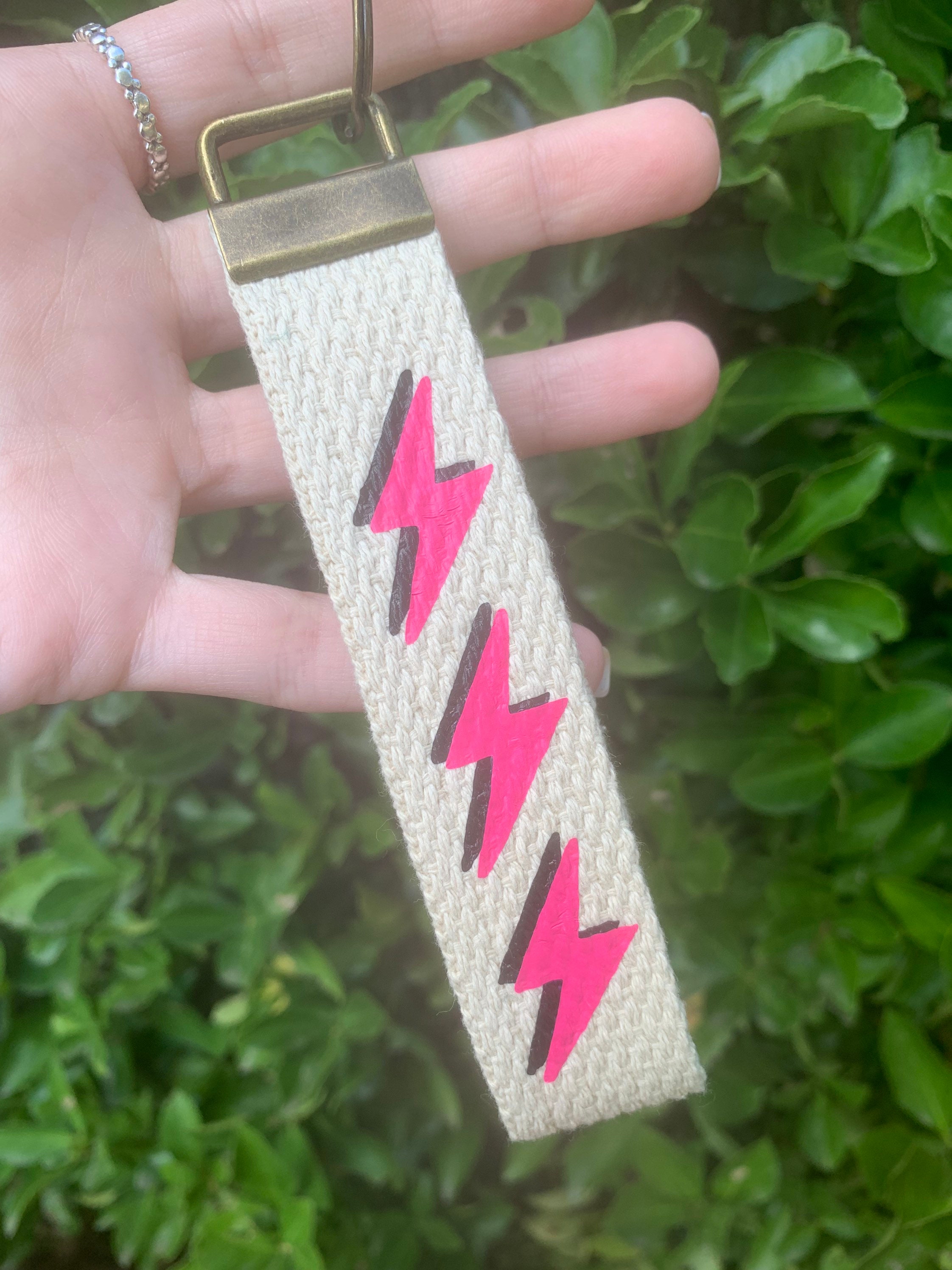 Lightning Bolt Custom Keychain Wristlet / Key Fob Keychain Lanyard ...