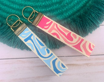 Swirl Spiral Custom Keychain Wristlet / Key Fob Keychain Lanyard Strap / Key Fob Wristlet / Cute Keychain / Car key holder