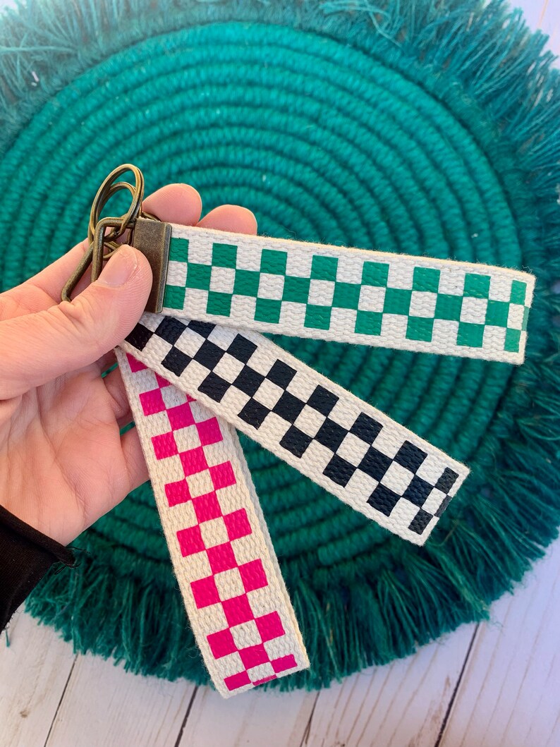 Checkerboard Pattern Keychain Wristlet / Key Fob / Checker | Etsy