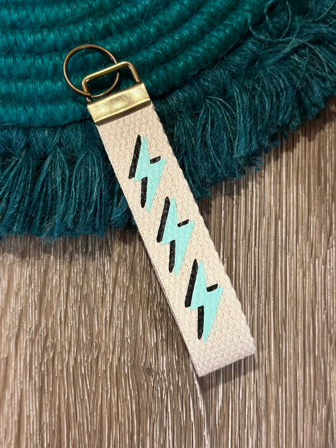 Lightning Bolt Custom Keychain Wristlet / Key Fob Keychain Lanyard ...
