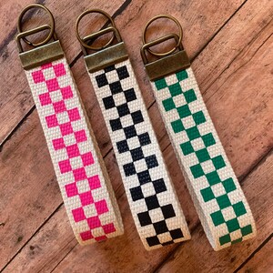 Checkerboard Pattern Keychain Wristlet / Key Fob / Checker Print ...