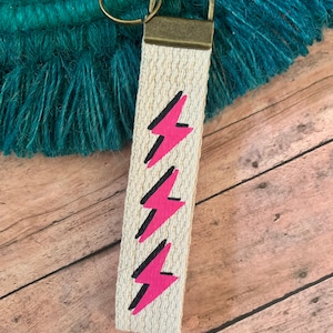 Lightning Bolt Custom Keychain Wristlet / Key Fob Keychain Lanyard Strap / Key Fob Wristlet / Cute Keychain / Car key holder