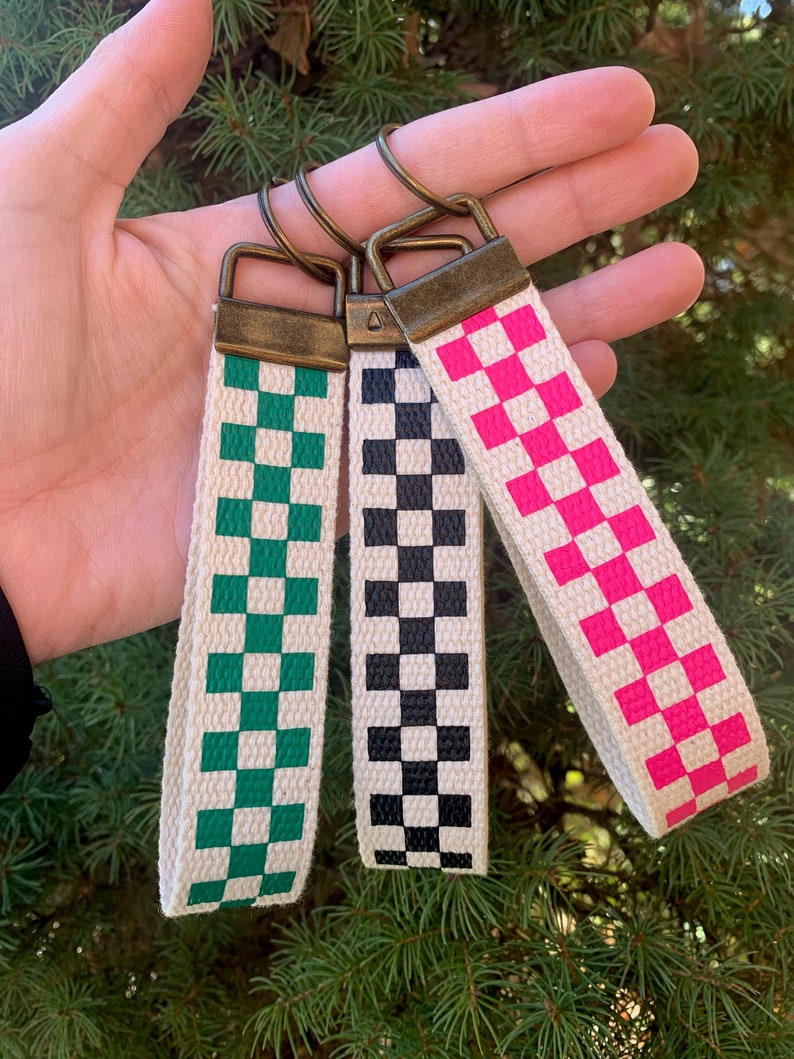Checkerboard Pattern Keychain Wristlet / Key Fob / Checker | Etsy