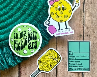Pickleball Stickers In my Pickleball era, Pickleball court, Pickleball paddle, Pickleball character stickers