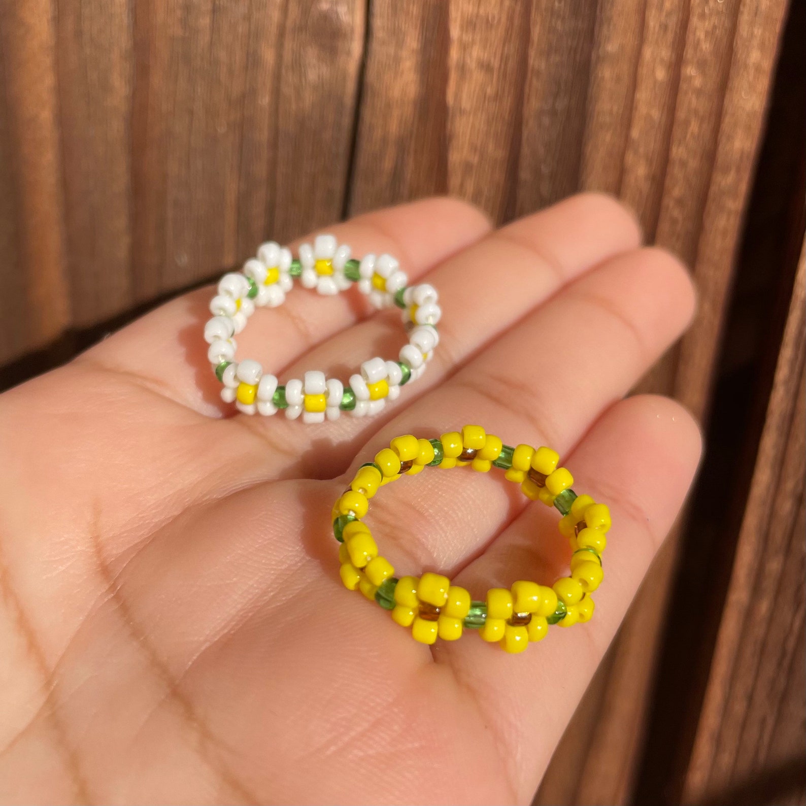 Daisy & Sunflower bead flower ring bead ring flower bead Etsy