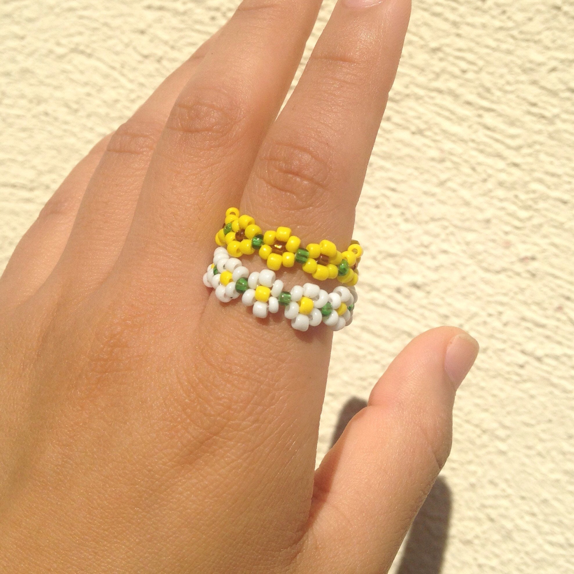 Daisy & Sunflower bead flower ring bead ring flower bead Etsy
