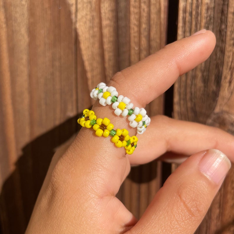 Daisy & Sunflower bead flower ring bead ring flower bead Etsy