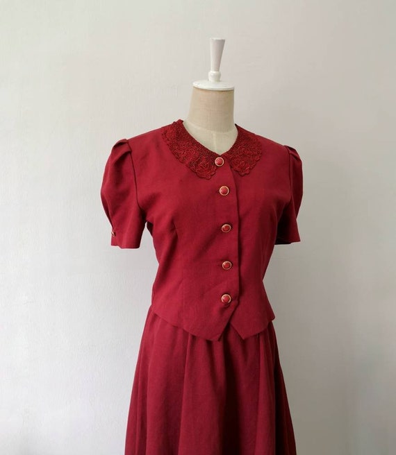 red button up dress
