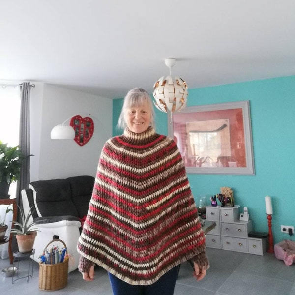 Poncho laine poncho crochet   manteau laine chale echarpe pull