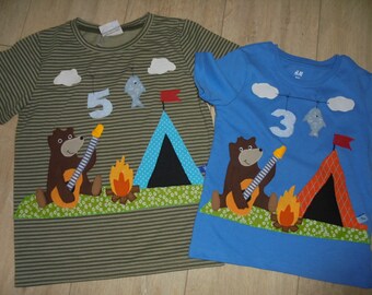 Birthday Shirt Sewn New Bear Tipi Camper Holiday Holiday Tent