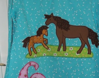 Shirt applique horses birthday sewn wish shirt