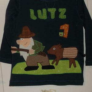 Shirt Applikation benäht Jagd Jäger Wildschein,Frischling Geburtstag