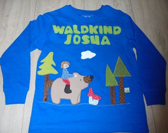 Geburtstag Shirt benäht Räuber handmade neu Waldkind Wald Kindergarten Geburtstag Bär