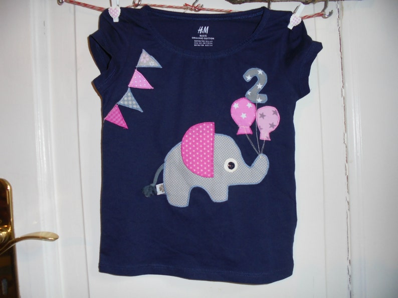 Geburtstagsshirt Elefant Ballons Wimpel Shirt benäht Bild 2