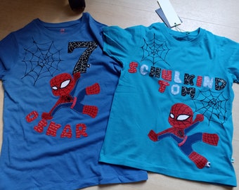 Shirt  Einschulung Schulkind Spiderman Fledermaus Spinne Mann benäht Geburtstag