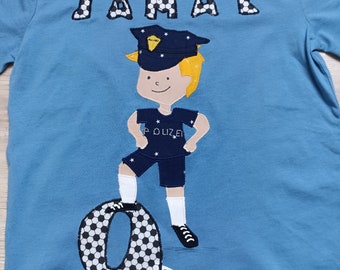 Shirt Geburtstag neu Wunschshirt Schulkind benäht Polizei Polizist Fußball Fußballer neu