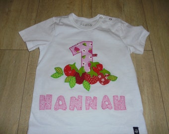 Shirt  benäht wunschshirt  diy handmade Erdbeeren Sommer Früchte Kirschen Zahl Geburtstag