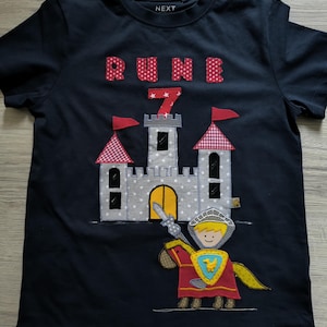 Knight Shirt Birthday Shirt sewn, appliqué birthday horses knight&#39;s castle
