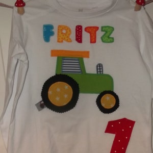 Shirt Traktor Applikation Geburtstag benäht diy handmade Trecker Bulldozer Fendt zdjęcie 2