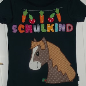 Shirt Einschulung Schulkind Pferde Einhorn Geburtstag benäht Bild 1