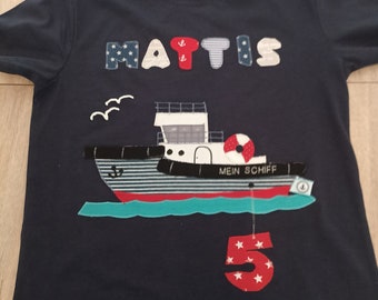 Harbour tug shirt sewn Hamburg ship new birthday maritime diy d