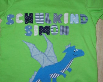 Schoolchild SchoolIng Shirt Stitched Dragon Birthday