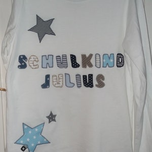 Shirt Applikation Einschulung Schulkind Sterne benäht diy handmade Bild 1
