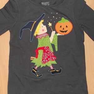 Shirt Hexe Halloween Herbst Applikation benäht Geburtstag diy handmade Bild 2