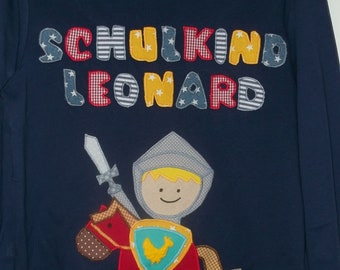 Schulkind Einschulung Shirt benäht Ritter Pferd handmade diy