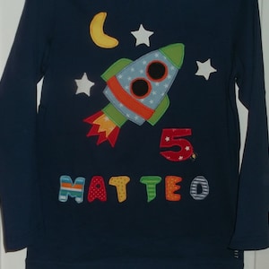 Shirt rocket stars space sewn, birthday