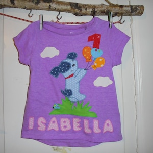 Shirt birthday dog balloons sewn diy handmade
