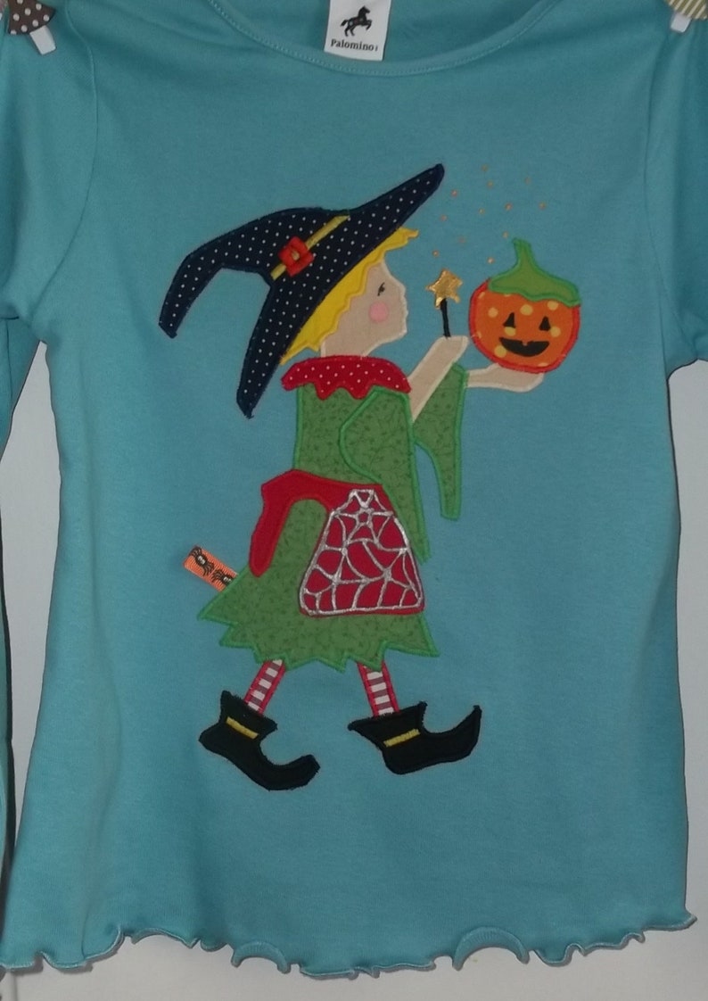 Shirt Hexe Halloween Herbst Applikation benäht Geburtstag diy handmade Bild 1