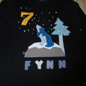 Shirt Wolf sewn Birthday Forest Animals Moon Winter handmade diy