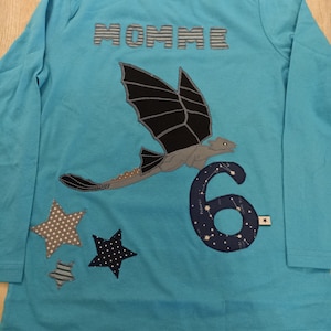 Shirt Application Dragon Birthday Stars Sewn