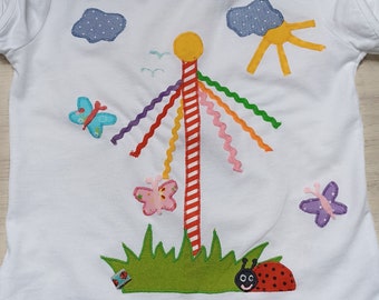 Shirt  Einschulung Schulkind Maibaum Marienkäfer benäht  Frühling Geburtstag