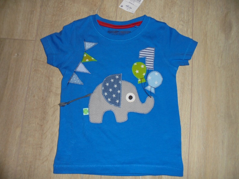 Geburtstagsshirt Elefant Ballons Wimpel Shirt benäht Bild 3
