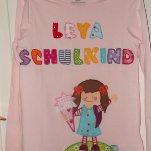 School child enrolling shirt sewn applique, birthday dawanda handmade image 3