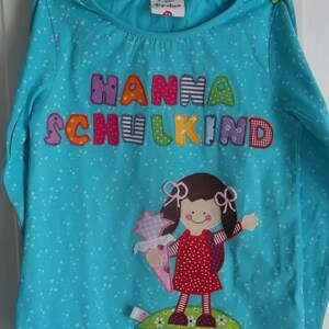 School child enrolling shirt sewn applique, birthday dawanda handmade image 4