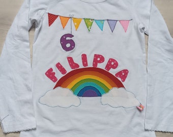 Shirt benäht Geburtstag Schulkind Regenbogen neu benäht wunschshirt