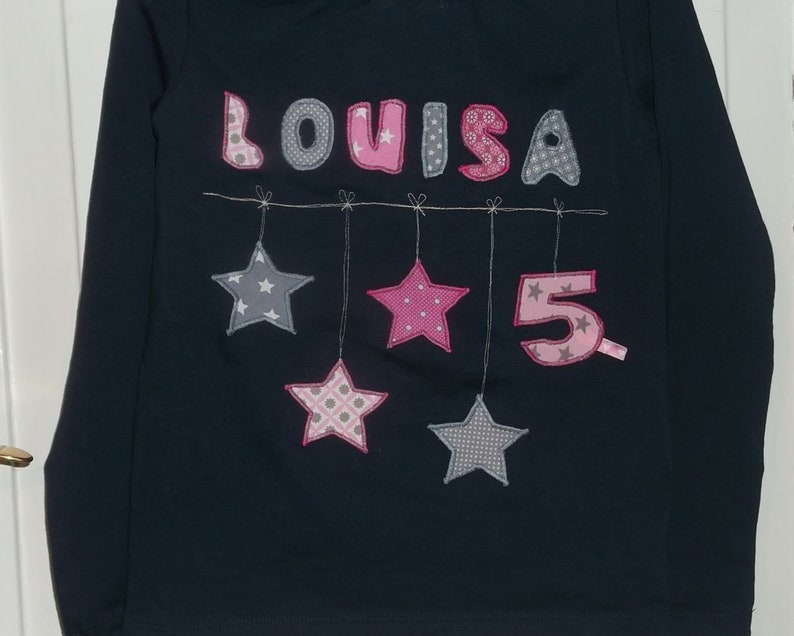 Shirt Birthday Stars Number Leash Stitched image 3