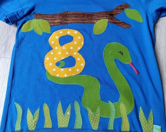 Shirt Geburtstagsshirt Benäht Geburtstag Urwald Schlange Dschungel wunschshirt Handmade benäht