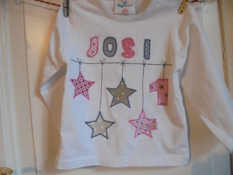 Shirt Birthday Stars Number Leash Stitched image 4