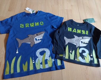 Shirt shark schoolchild sewn maritime birthday schoolchild handmade