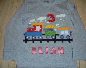 Shirt benäht Eisenbahn Applikation, Geburtstag  Zug Lok Dampflok diy handmade