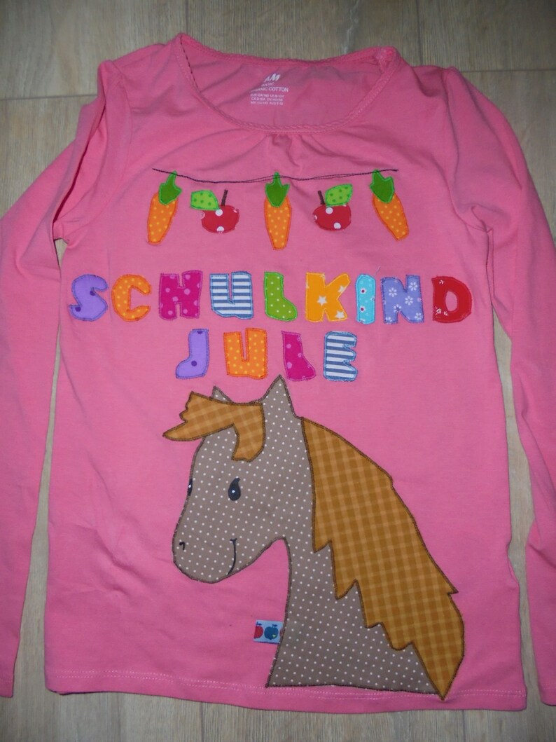 Shirt Einschulung Schulkind Pferde Einhorn Geburtstag benäht Bild 2