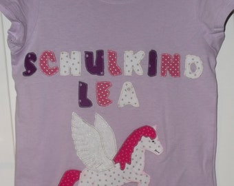 Shirt Unicorn Schoolschool School child Pegasus sewn