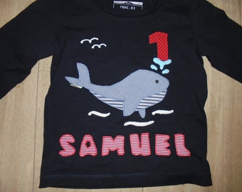 Shirt  Geburtstagsshirt  Geburtstag maritim benäht diy handmade Fisch Wal Delphin Hai Delfin