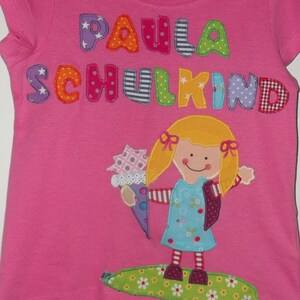 School child enrolling shirt sewn applique, birthday dawanda handmade image 2