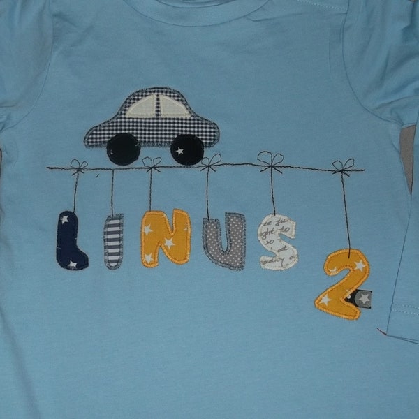 Shirt Geburtstagsshirt Auto,Leine Applikation Geburtstag benäht diy