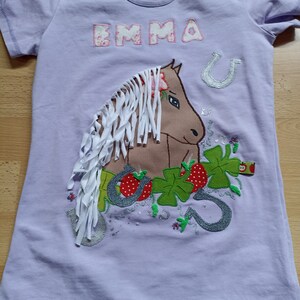 Shirt enrollment school child stars sewn diy handmade unicorn flowers birthday horses pony